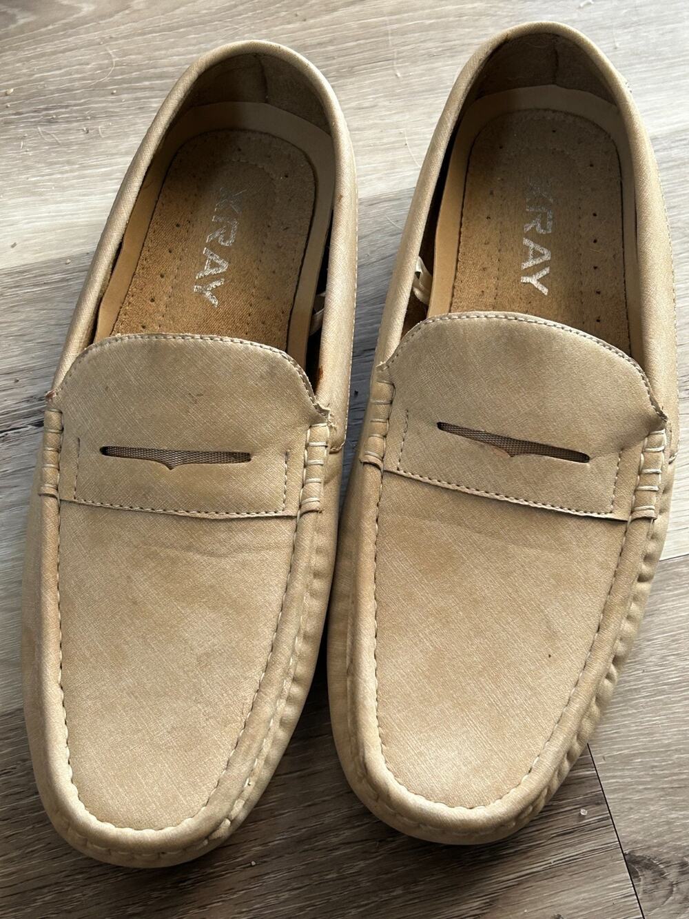 XRay Mens Dress Shoes Loafers Beige Leather Casual - 9.5 US